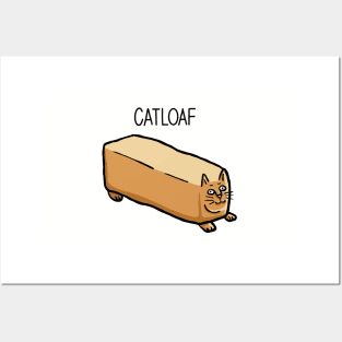 Catloaf, Cat Bread Loaf Funny Cat Lover Digital Illustration Posters and Art